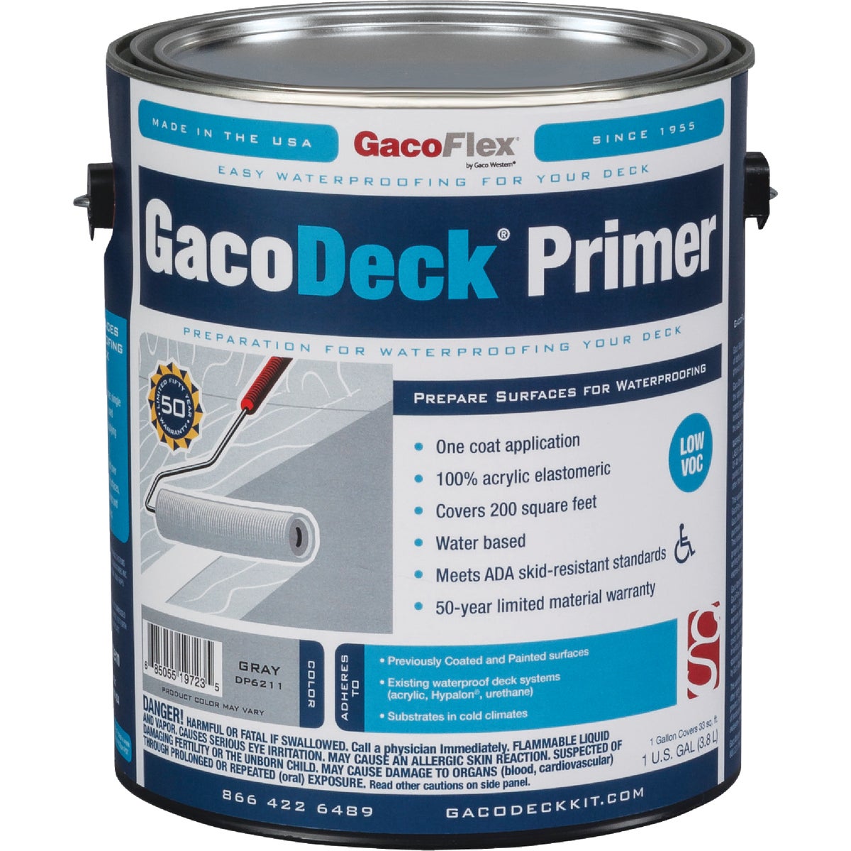GacoDeck 100% Acrylic Elastomeric Exterior Primer, Gray, 1 Gal.