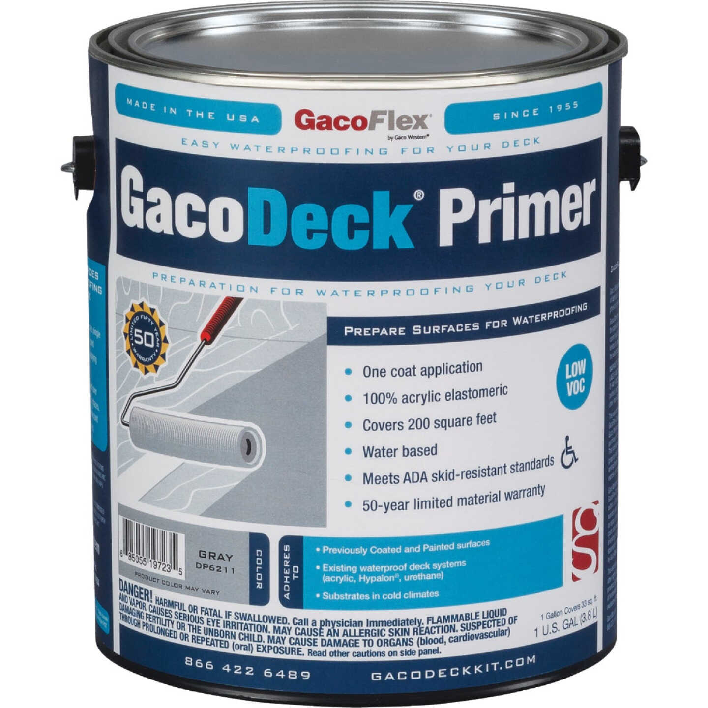 GacoDeck 100% Acrylic Elastomeric Exterior Primer, Gray, 1 Gal. Image 1