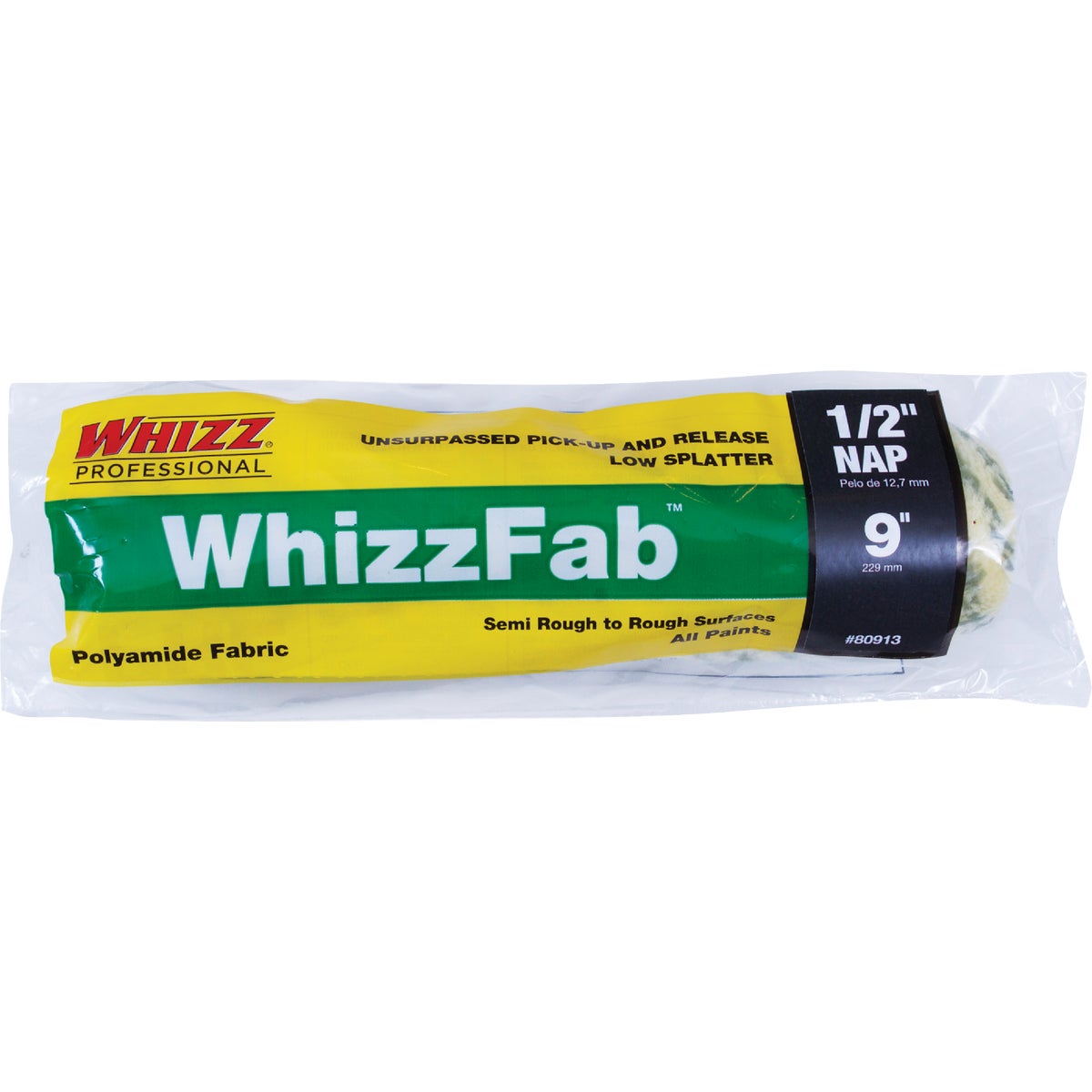 WhizzFab 9 In. x 1/2 In. Polyamide Fabric Cage Roller Cover Image 1