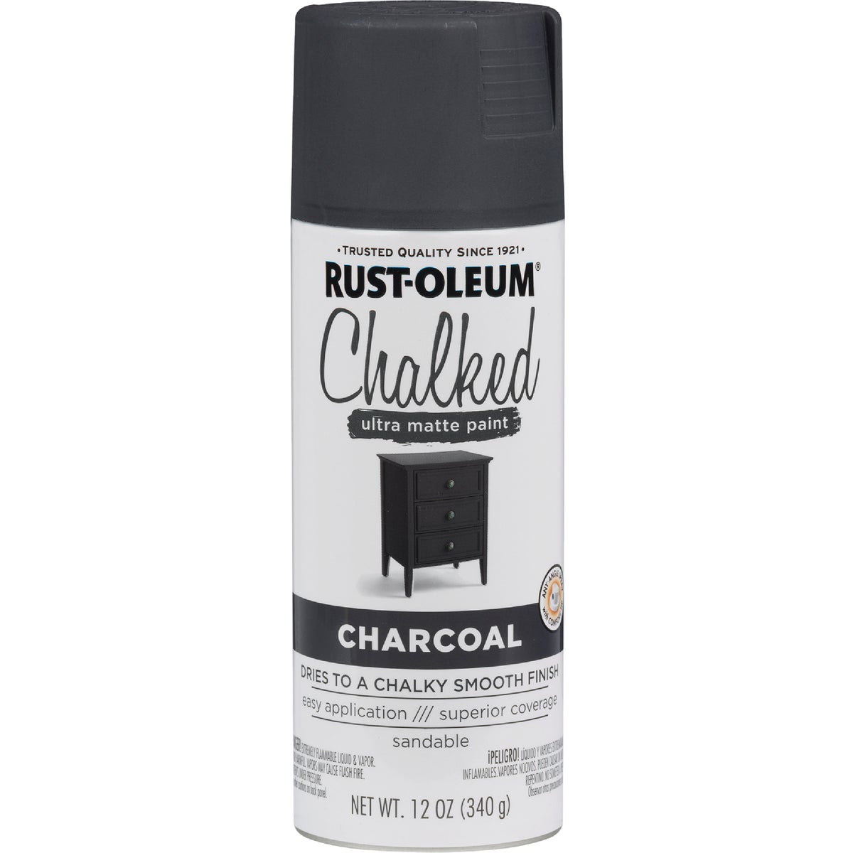 Rust-Oleum Chalked 12 Oz. Ultra Matte Spray Paint, Charcoal Image 2