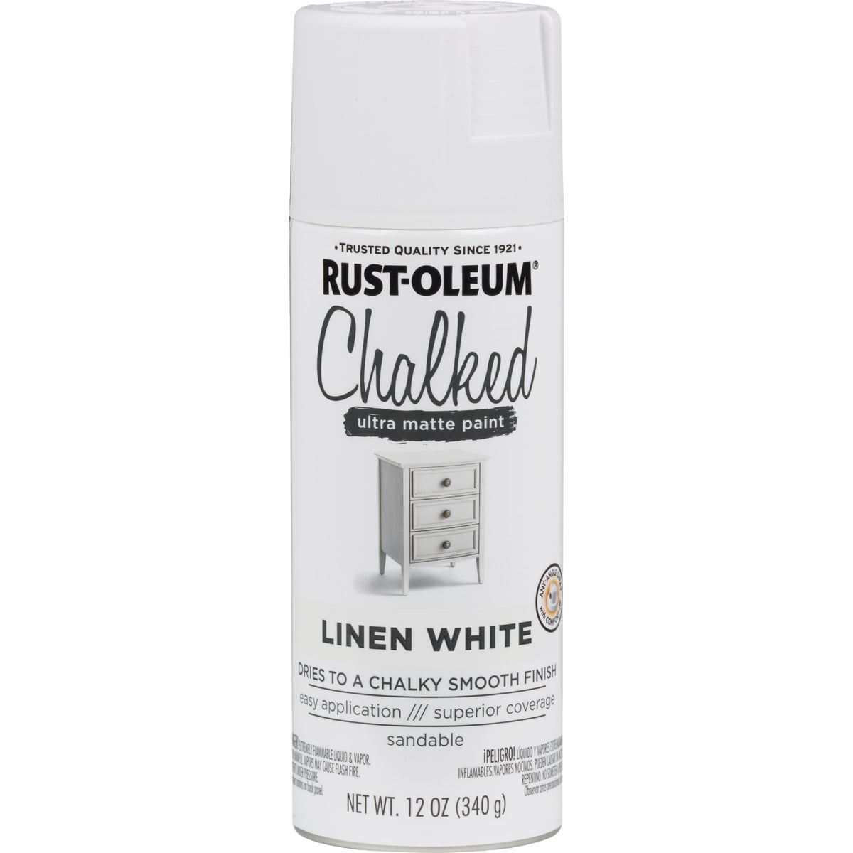 Rust-Oleum Chalked 12 Oz. Ultra Matte Spray Paint, Linen White Image 8