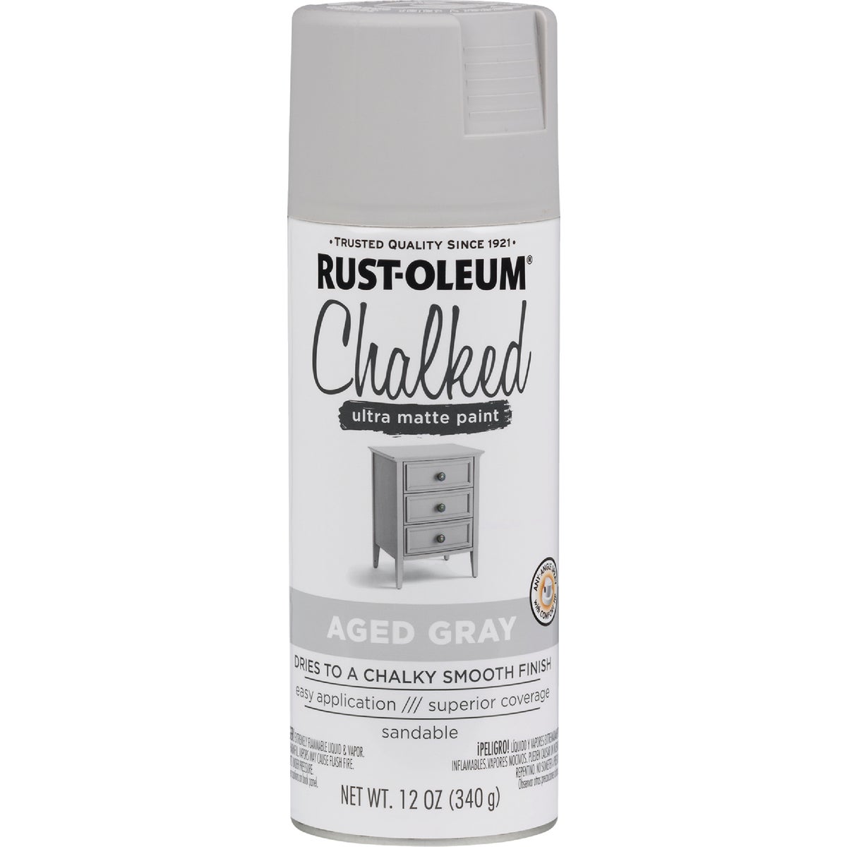 Rust-Oleum Chalked 12 Oz. Ultra Matte Spray Paint, Aged Gray Image 2