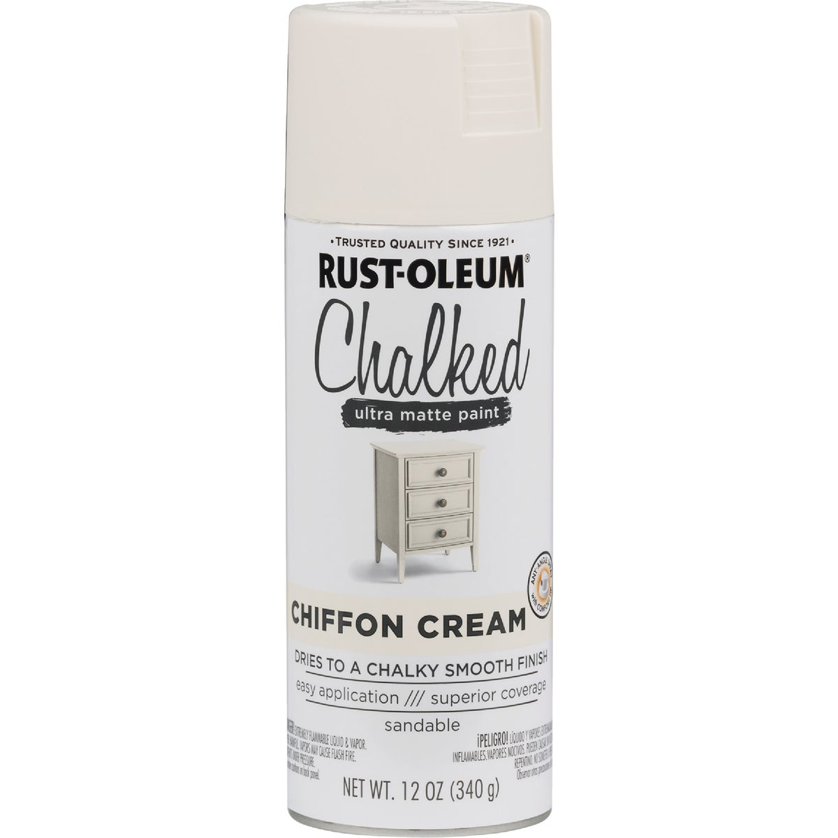 Rust-Oleum Chalked 12 Oz. Ultra Matte Spray Paint, Chiffon Cream Image 2