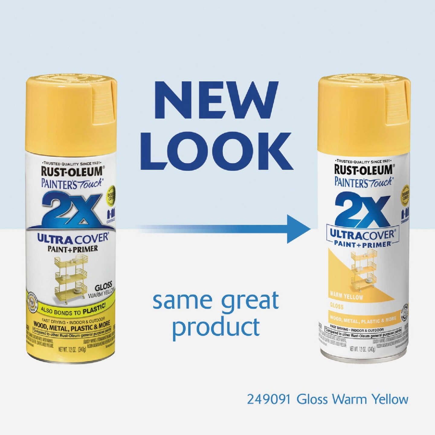 Rust-Oleum Painter's Touch 2X Ultra Cover 12 Oz. Gloss Paint + Primer Spray Paint, Warm Yellow Image 2
