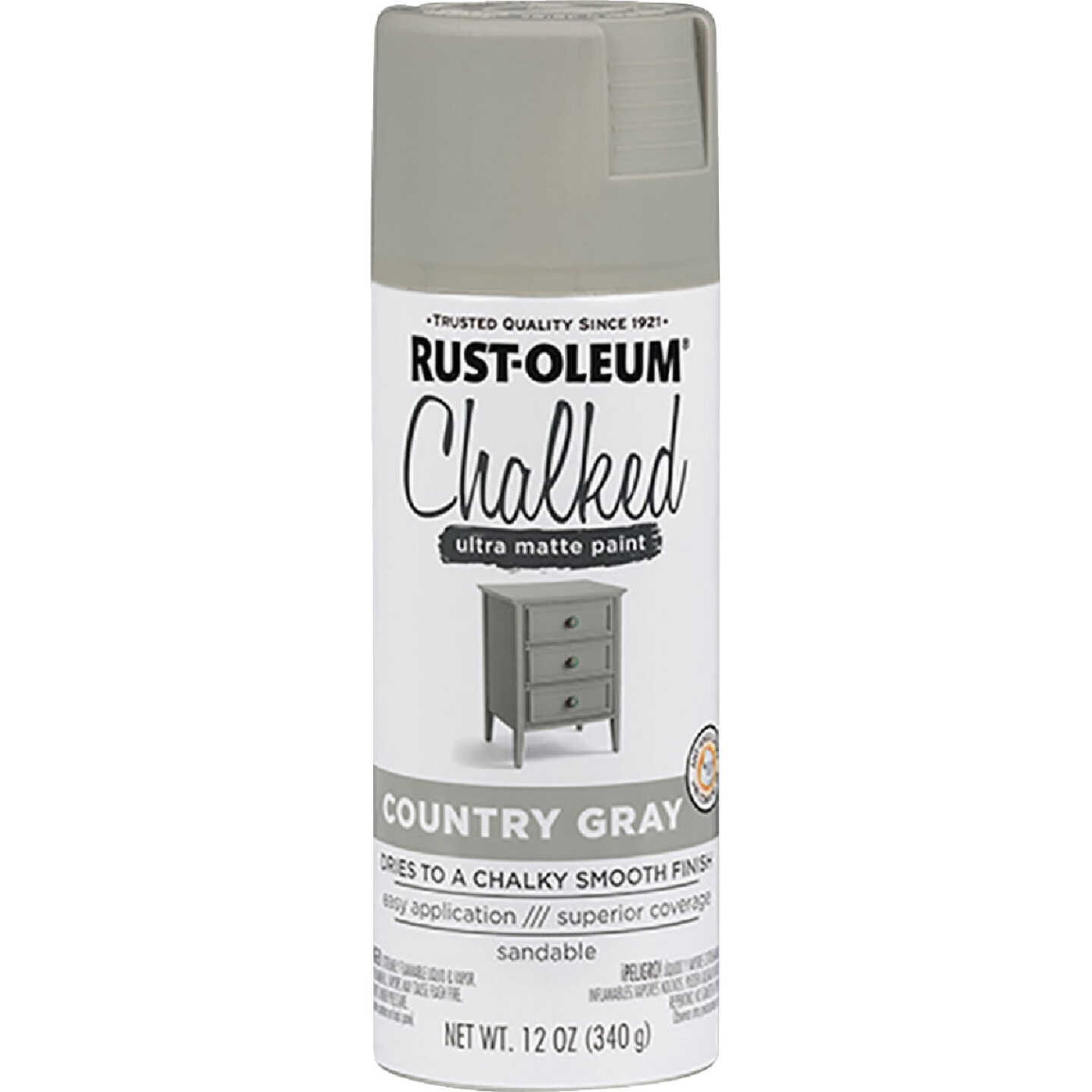 Rust-Oleum Chalked 12 Oz. Ultra Matte Spray Paint, Country Gray Image 1
