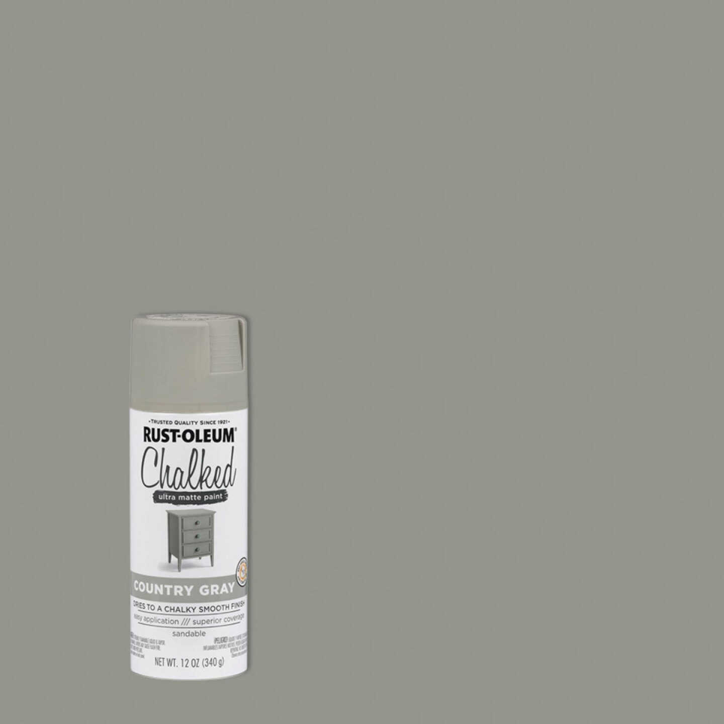 Rust-Oleum Chalked 12 Oz. Ultra Matte Spray Paint, Country Gray Image 1