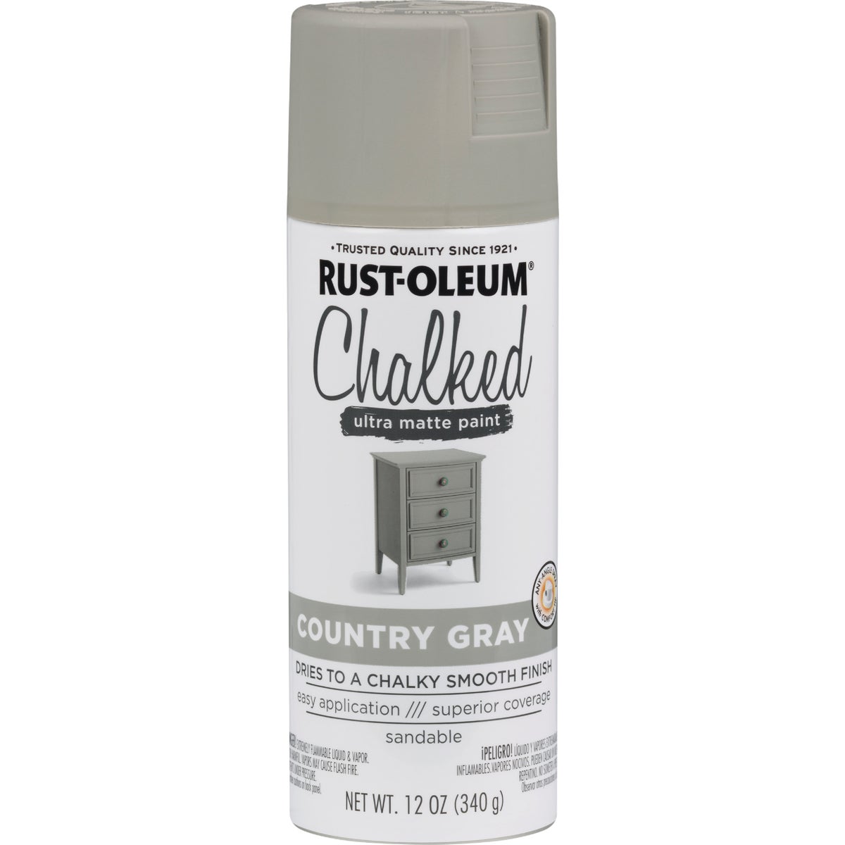 Rust-Oleum Chalked 12 Oz. Ultra Matte Spray Paint, Country Gray Image 7