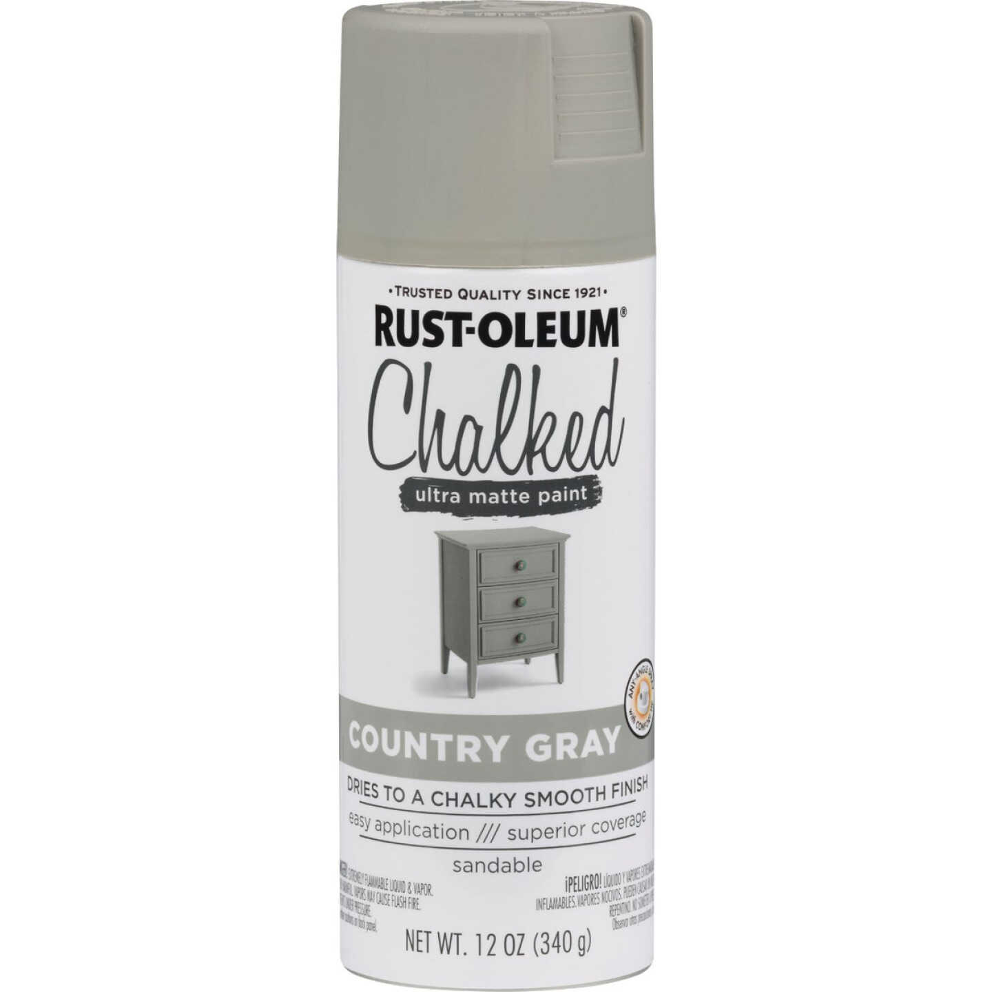 Rust-Oleum Chalked 12 Oz. Ultra Matte Spray Paint, Country Gray Image 7