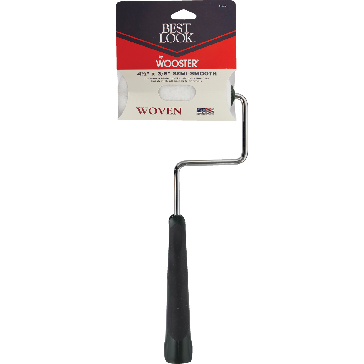 Best Look By Wooster 4-1/2 In. x 3/8 In. Mini Woven Paint Roller Cover & Frame Image 2