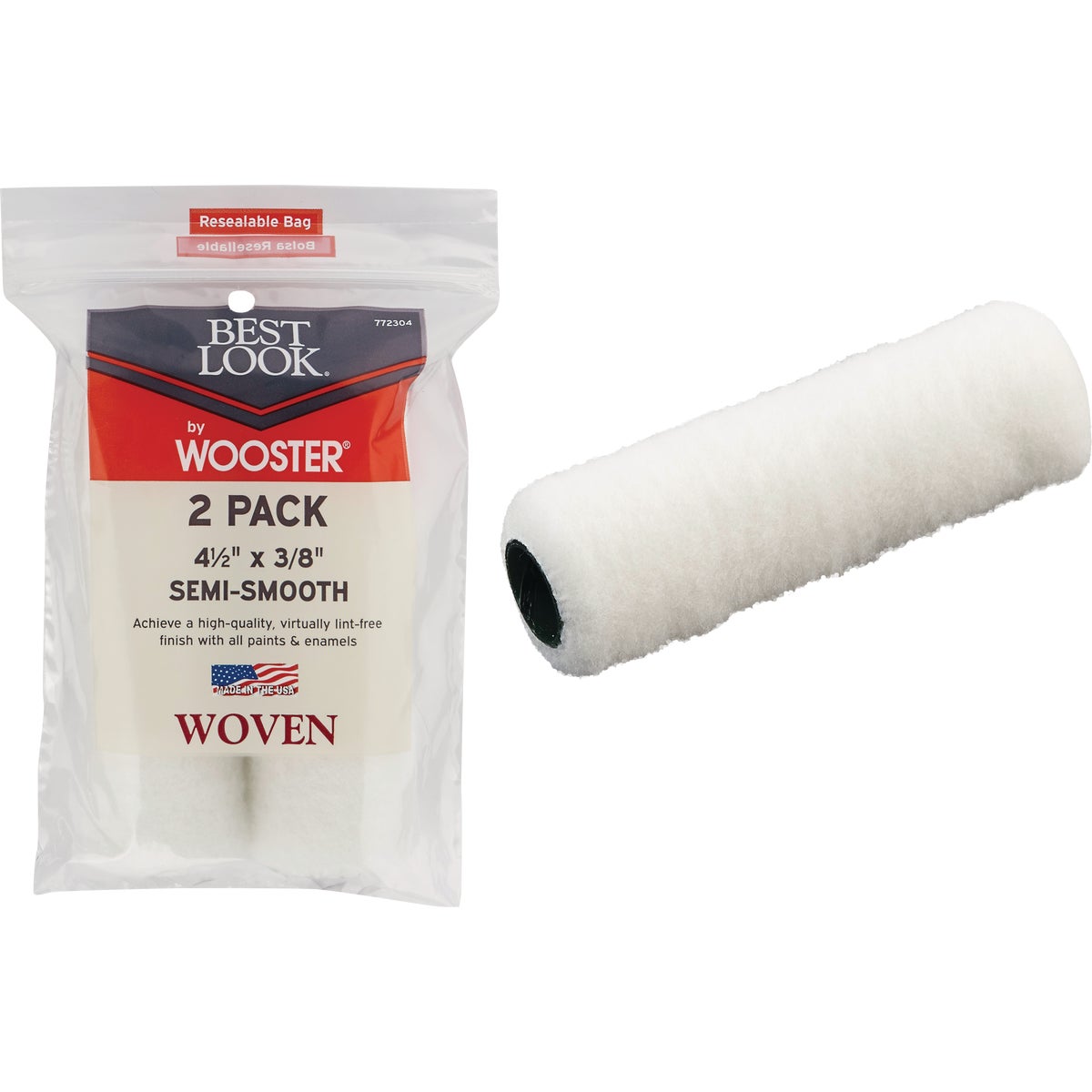 Best Look By Wooster 4-1/2 In. x 3/8 In. Mini Woven Fabric Roller Cover (2-Pack) Image 1