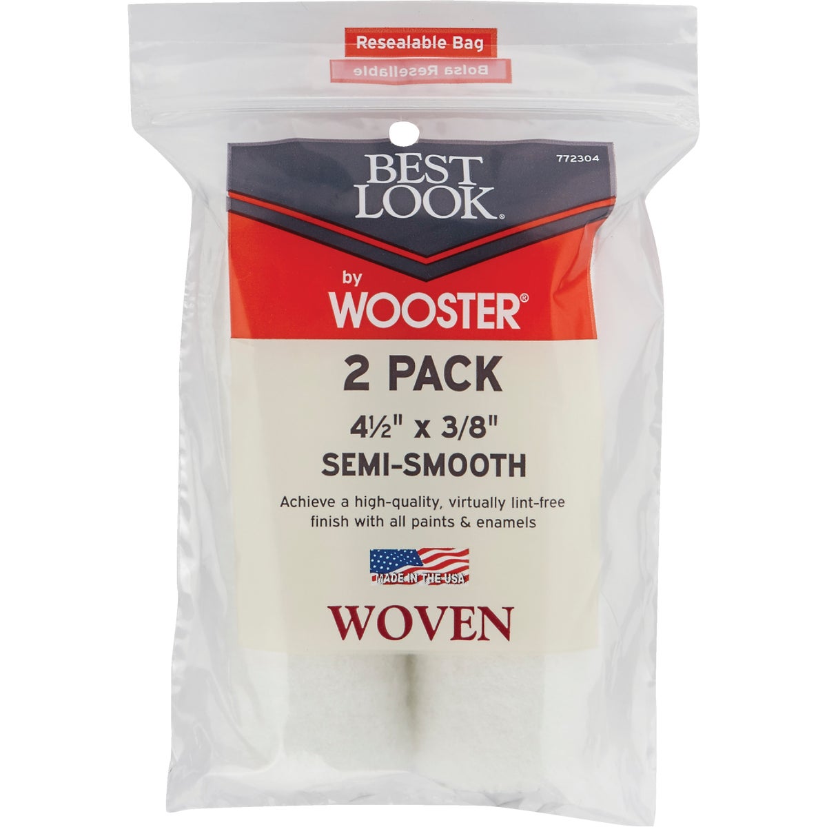 Best Look By Wooster 4-1/2 In. x 3/8 In. Mini Woven Fabric Roller Cover (2-Pack) Image 2