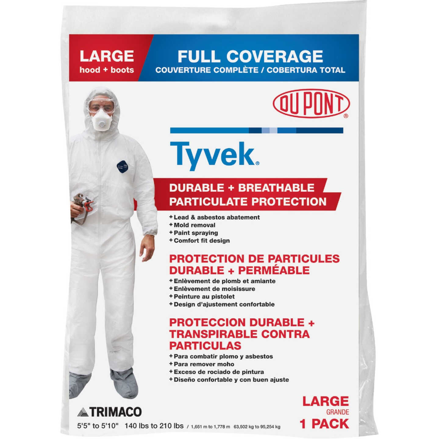 Trimaco DuPont Tyvek Large Painters Coverall with Hood and Boots Image 1