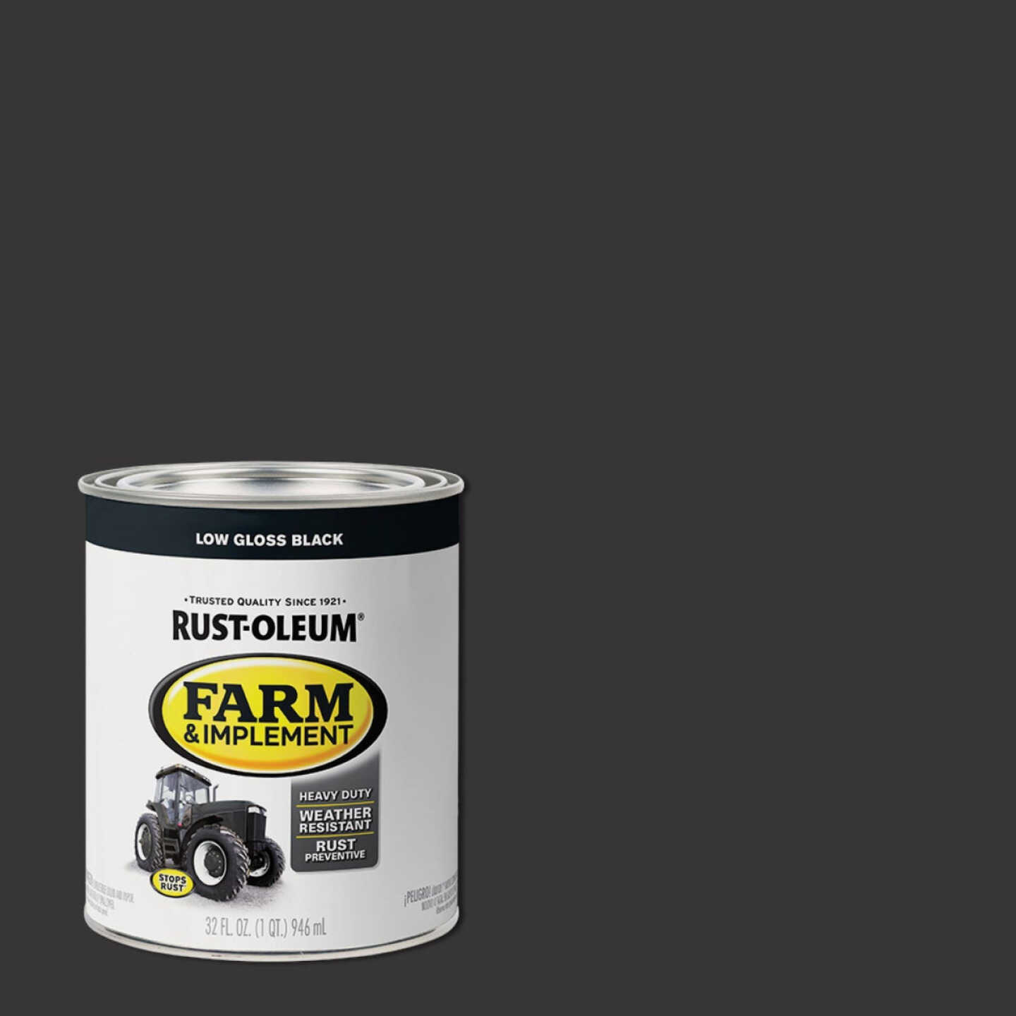 Rust-Oleum 1 Quart Black Low Gloss Farm & Implement Enamel Image 1