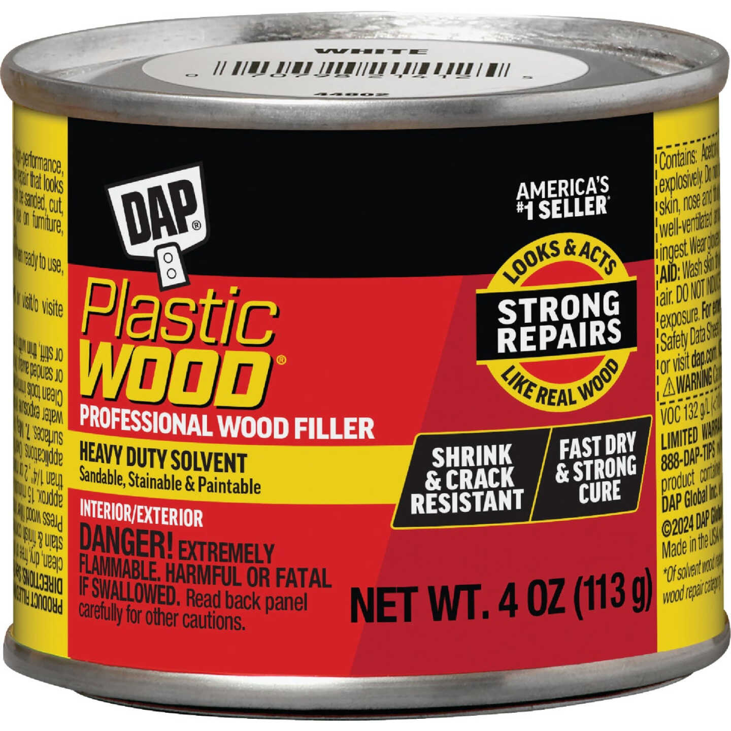 DAP Plastic Wood 4 Oz. White Solvent Professional Wood Filler Image 1
