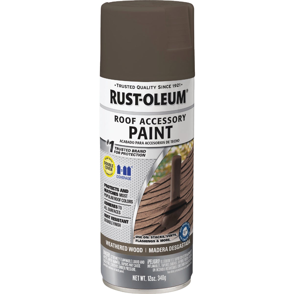 Rust-Oleum Stops Rust Roof Accessory 12 Oz. Weathered Wood Flat Anti-Rust Spray Paint Image 2