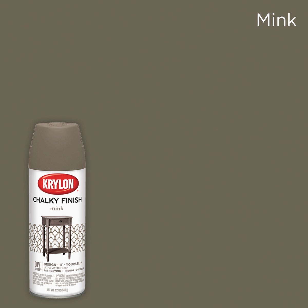 Krylon Chalky Finish 12 Oz. Ultra Matte Chalk Spray Paint, Mink