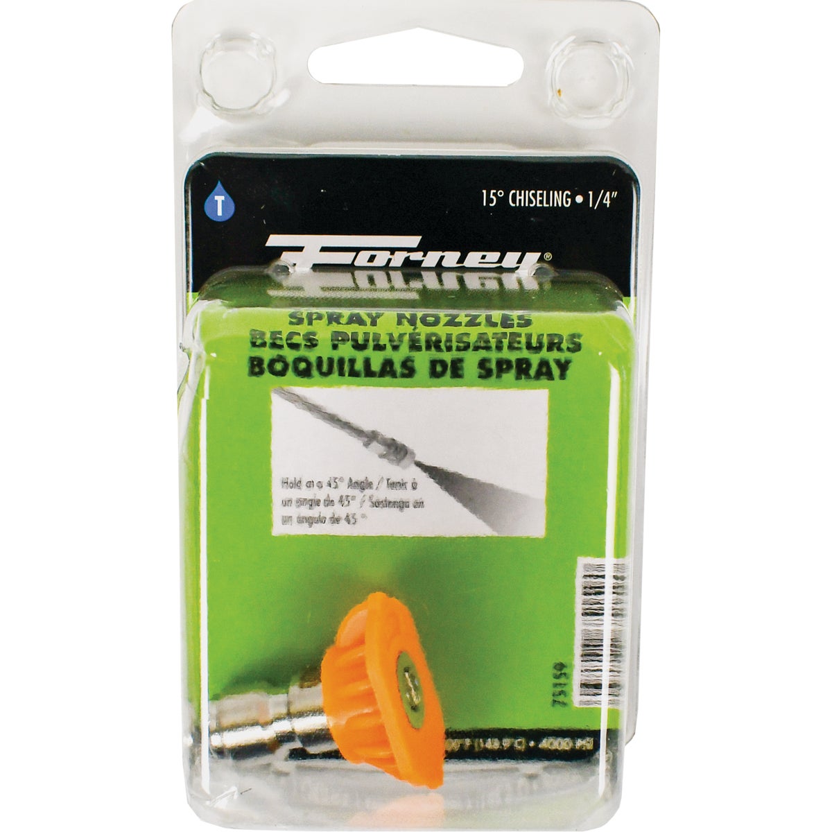 Forney 3.0mm 15 Degree Yellow  High-Pressure Pressure Washer Spray Tip Image 2