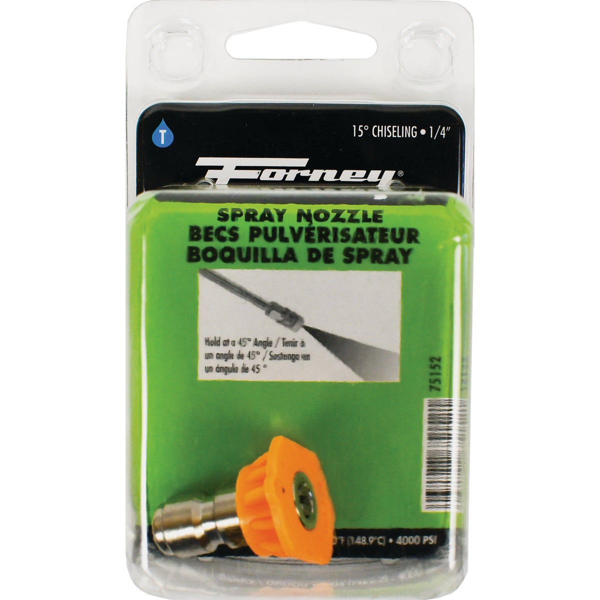 Forney 4.0mm 15 Degree Yellow Pressure Washer Spray Tip Image 2