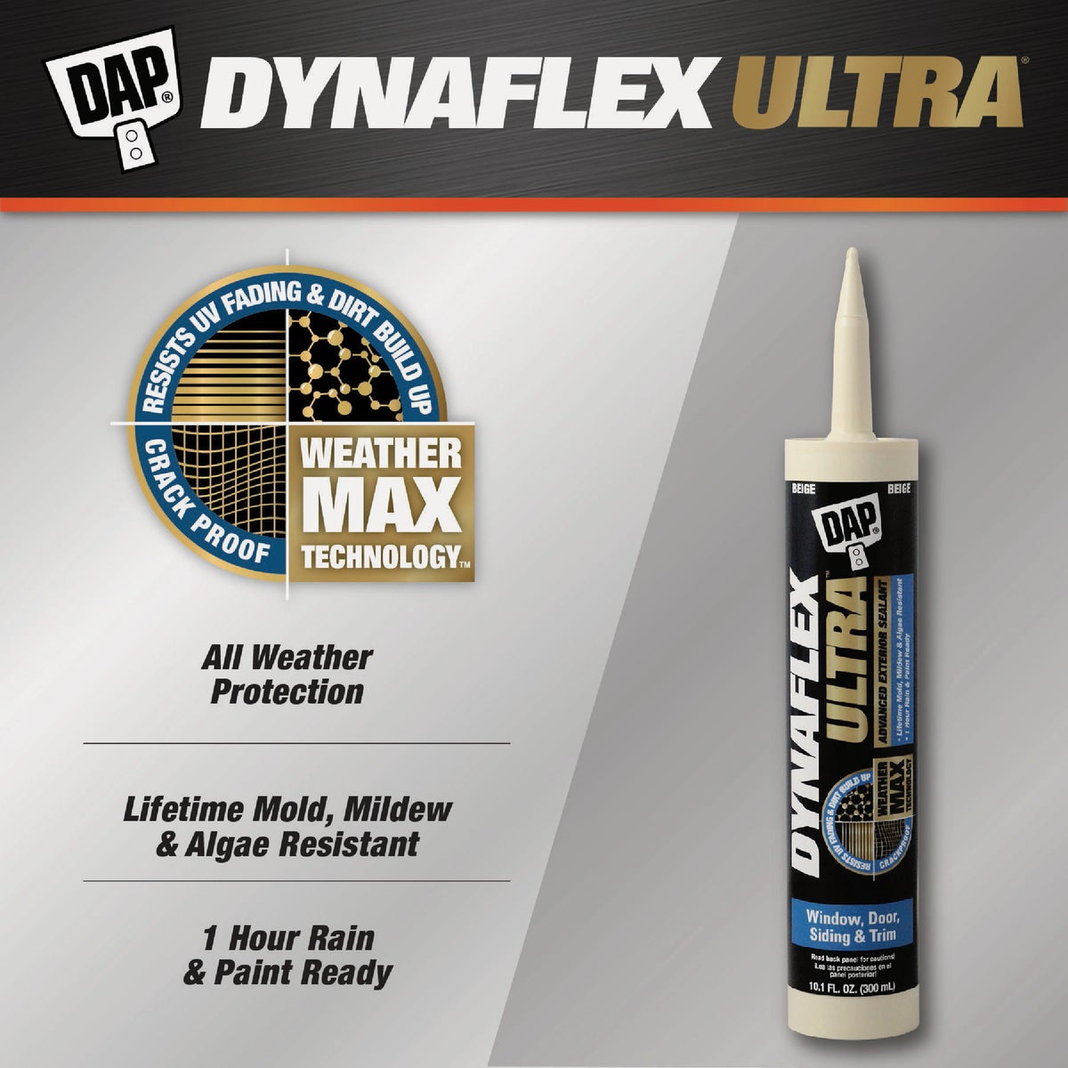 Dap Dynaflex Ultra 10.1 Oz. Beige Advanced Exterior Sealant for Window, Door & Siding Image 2
