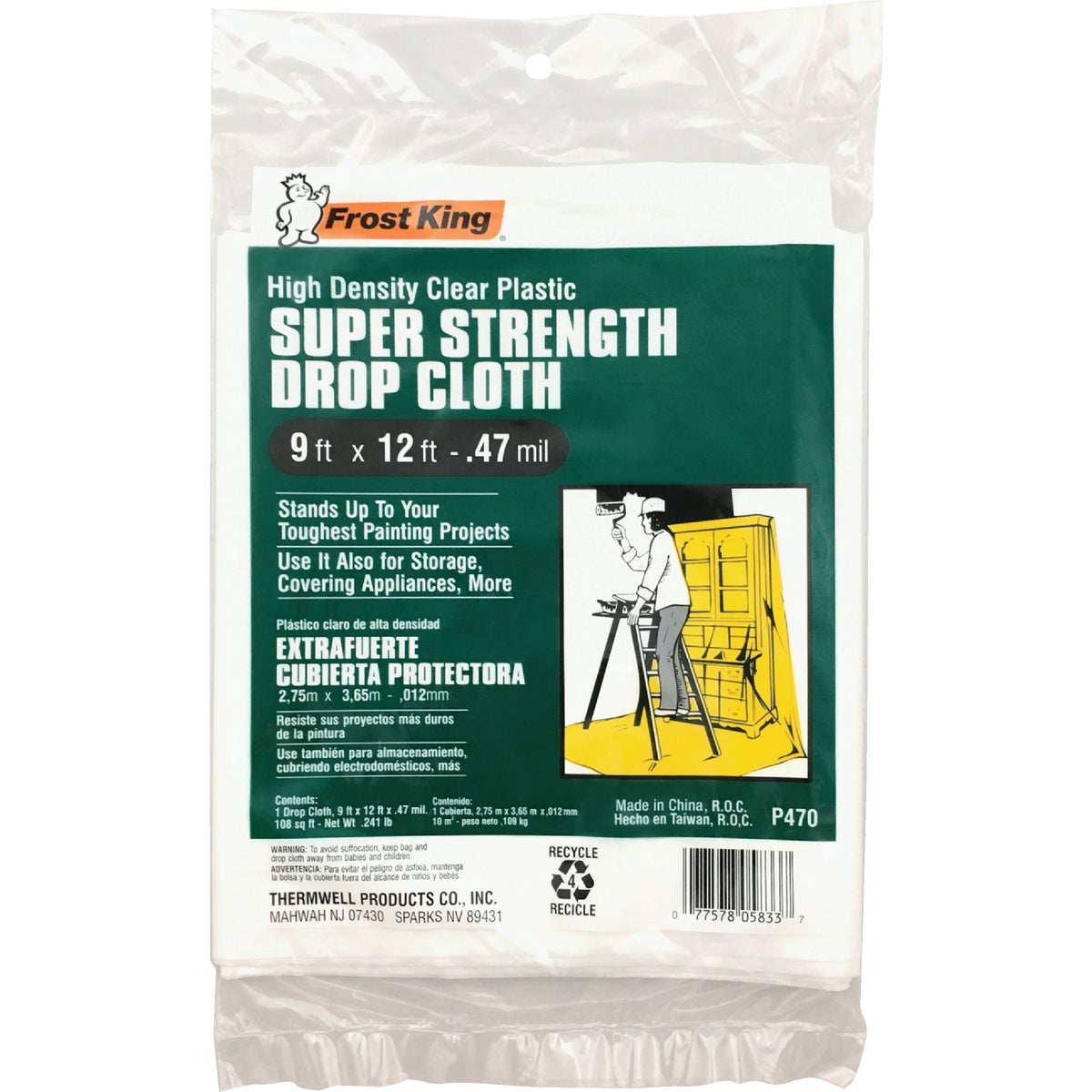 Frost King High Density Plastic 9 Ft. x 12 Ft. .47 mil Drop Cloth