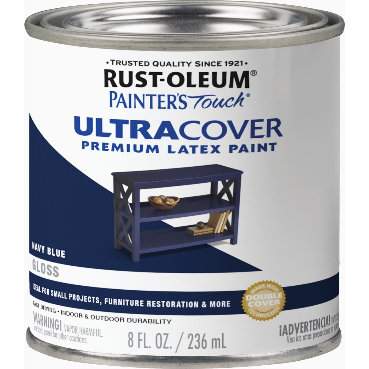 Rust-Oleum Painter's Touch 2X Ultra Cover Premium Latex Paint, Gloss Navy Blue, 1/2 Pt. Image 5