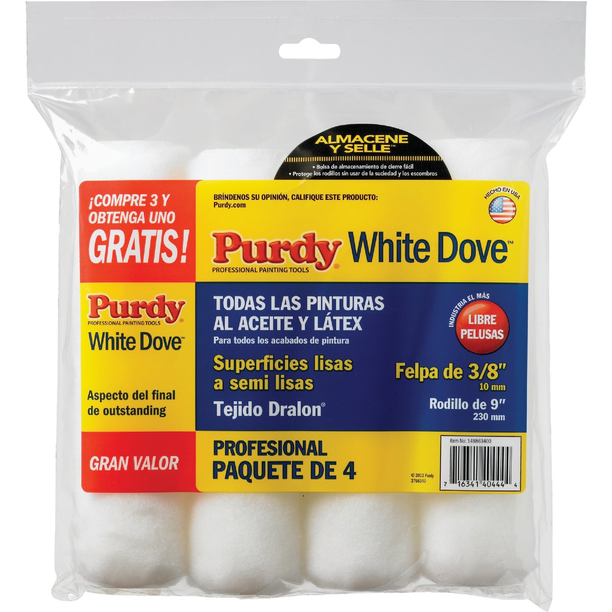 Purdy White Dove 9 In. x 3/8 In. Woven Fabric Roller Cover (4-Pack) Image 7