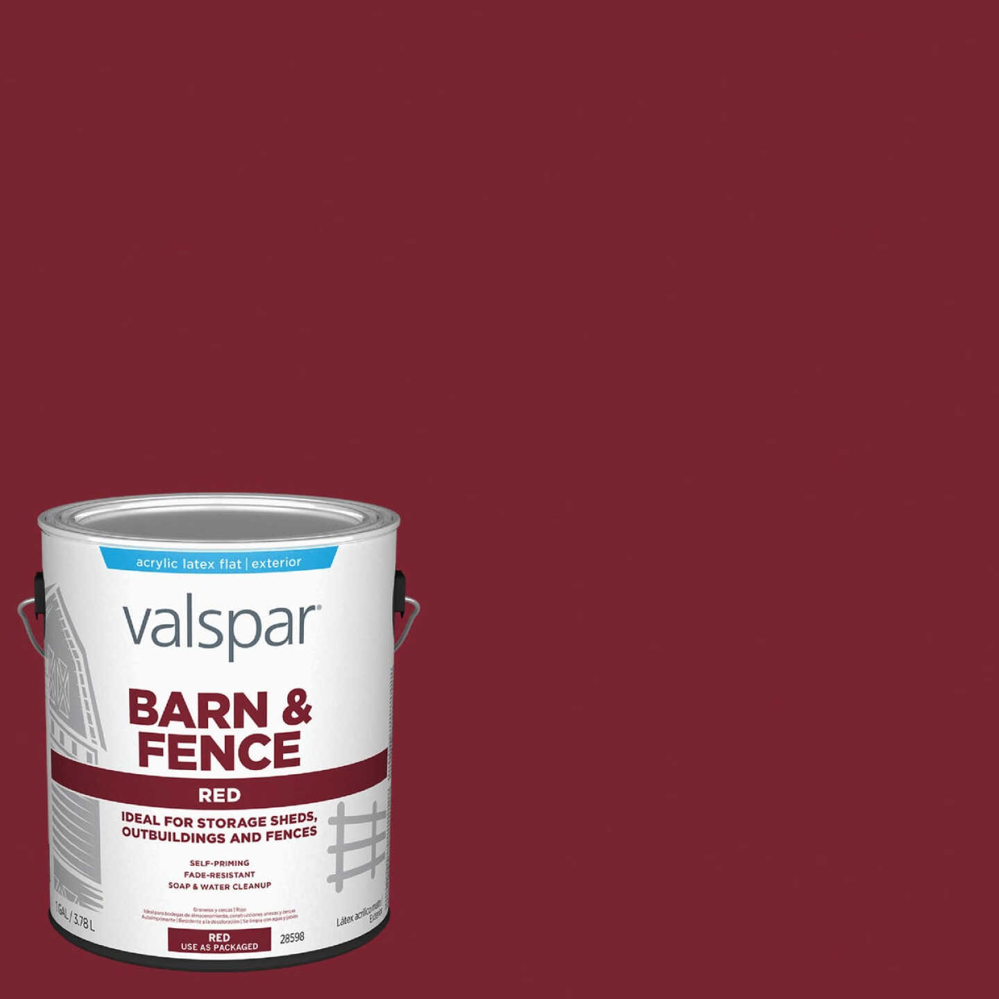 Valspar Latex Paint & Primer In One Flat Barn & Fence Paint, Red, 1 Gal. Image 1