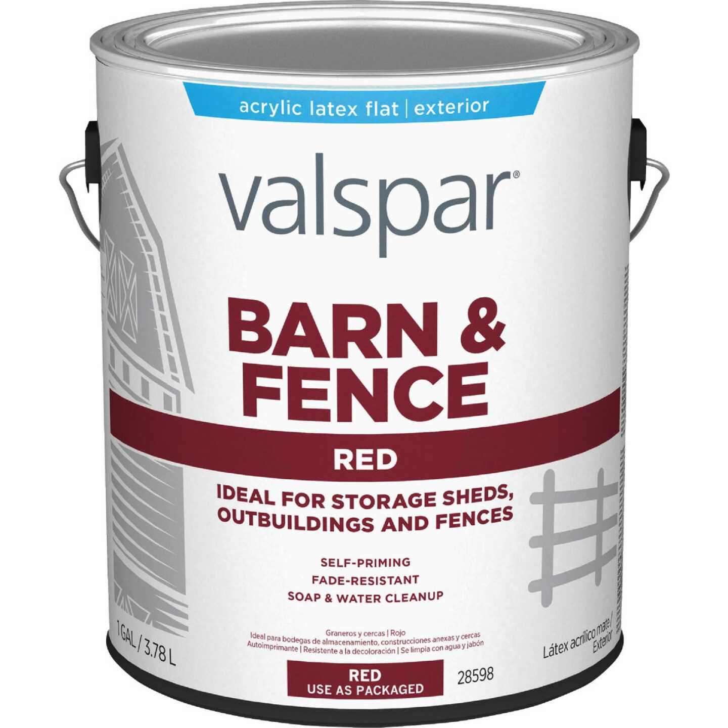 Valspar Latex Paint & Primer In One Flat Barn & Fence Paint, Red, 1 Gal. Image 6