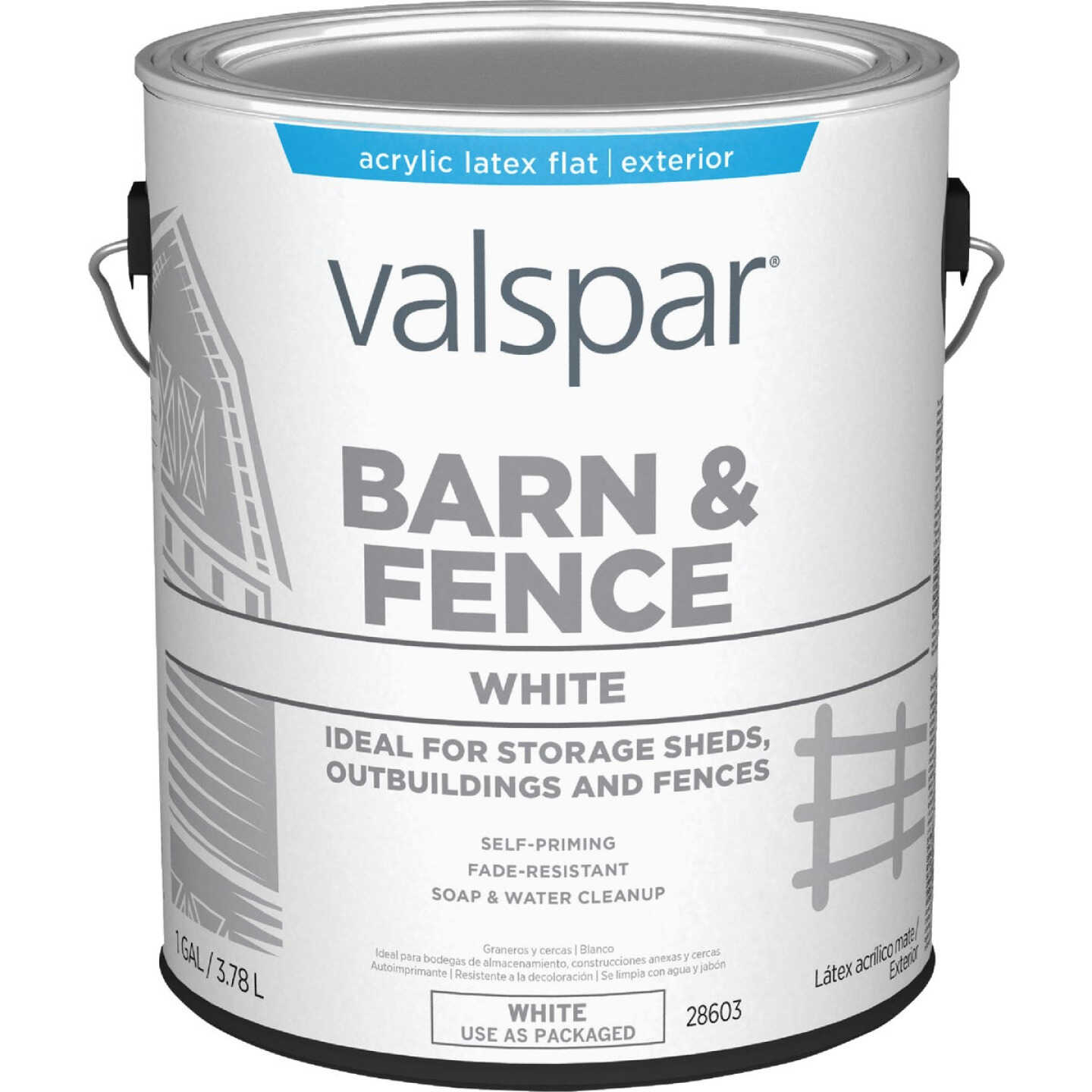 Valspar Latex Paint & Primer In One Flat Barn & Fence Paint, White, 1 Gal. Image 6
