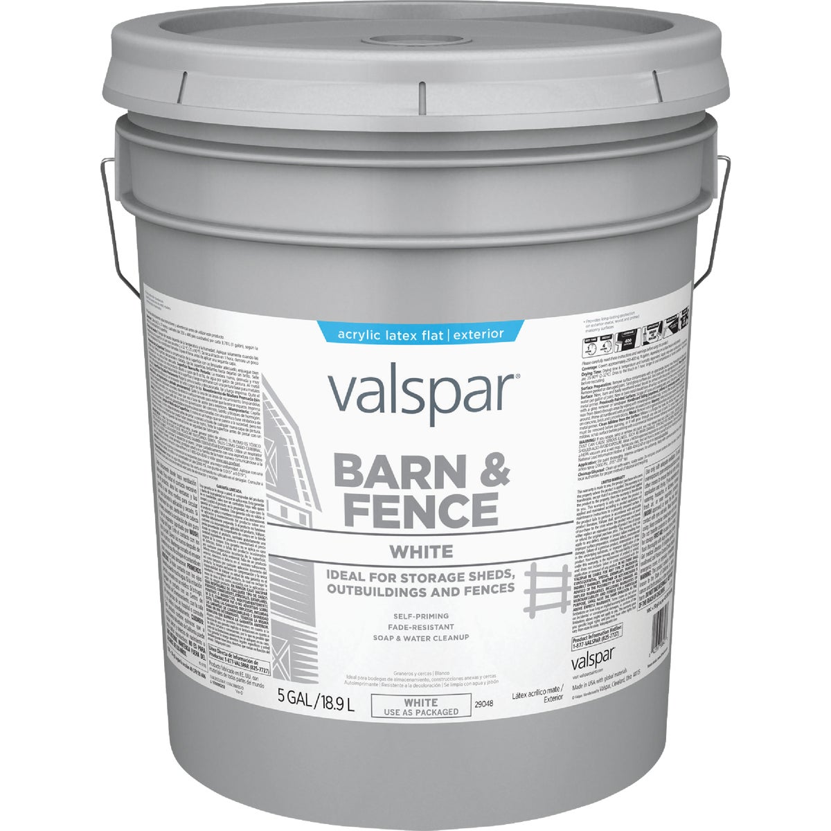 Valspar Latex Paint & Primer In One Flat Barn & Fence Paint, White, 5 Gal. Image 6