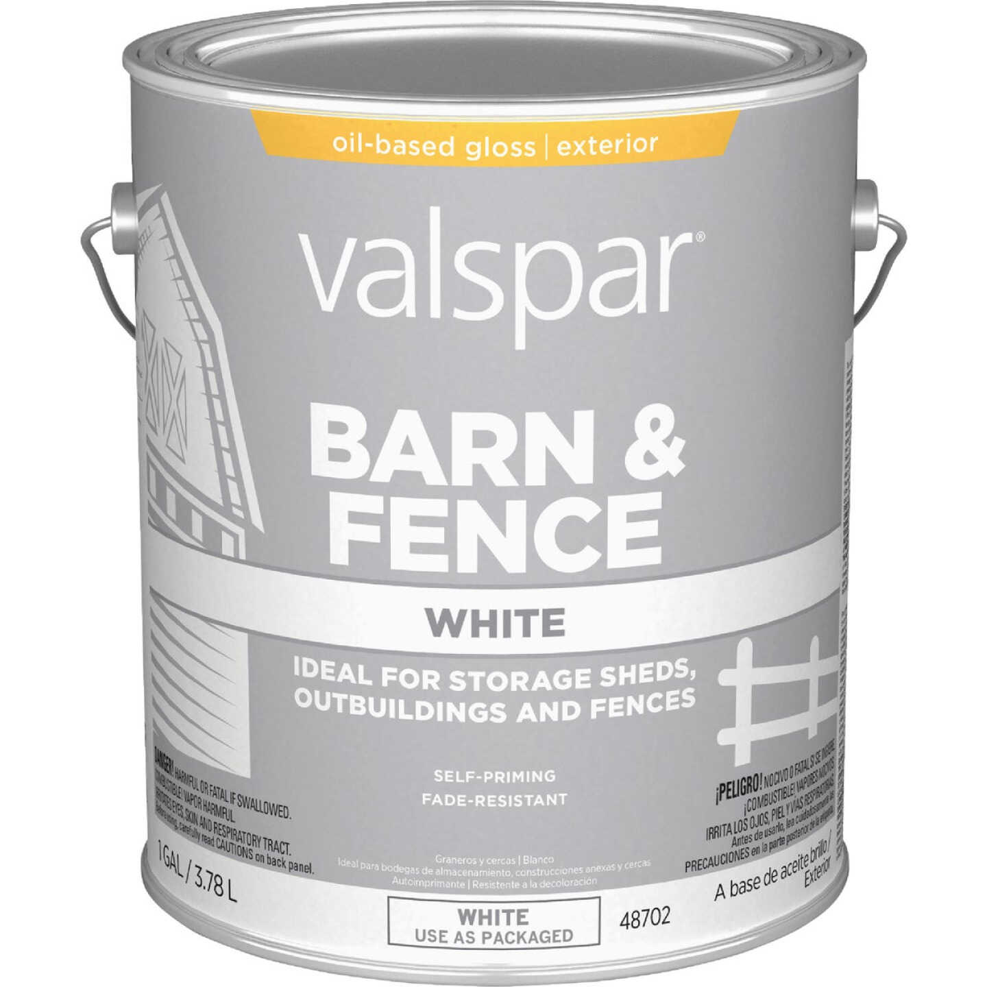 Valspar Oil Paint & Primer In One Low Sheen Barn & Fence Paint, White, 1 Gal. Image 6