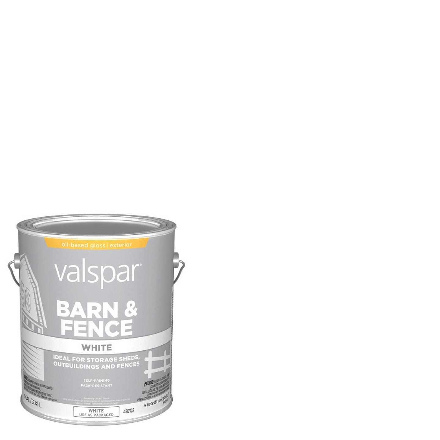 Valspar Oil Paint & Primer In One Low Sheen Barn & Fence Paint, White, 1 Gal. Image 1