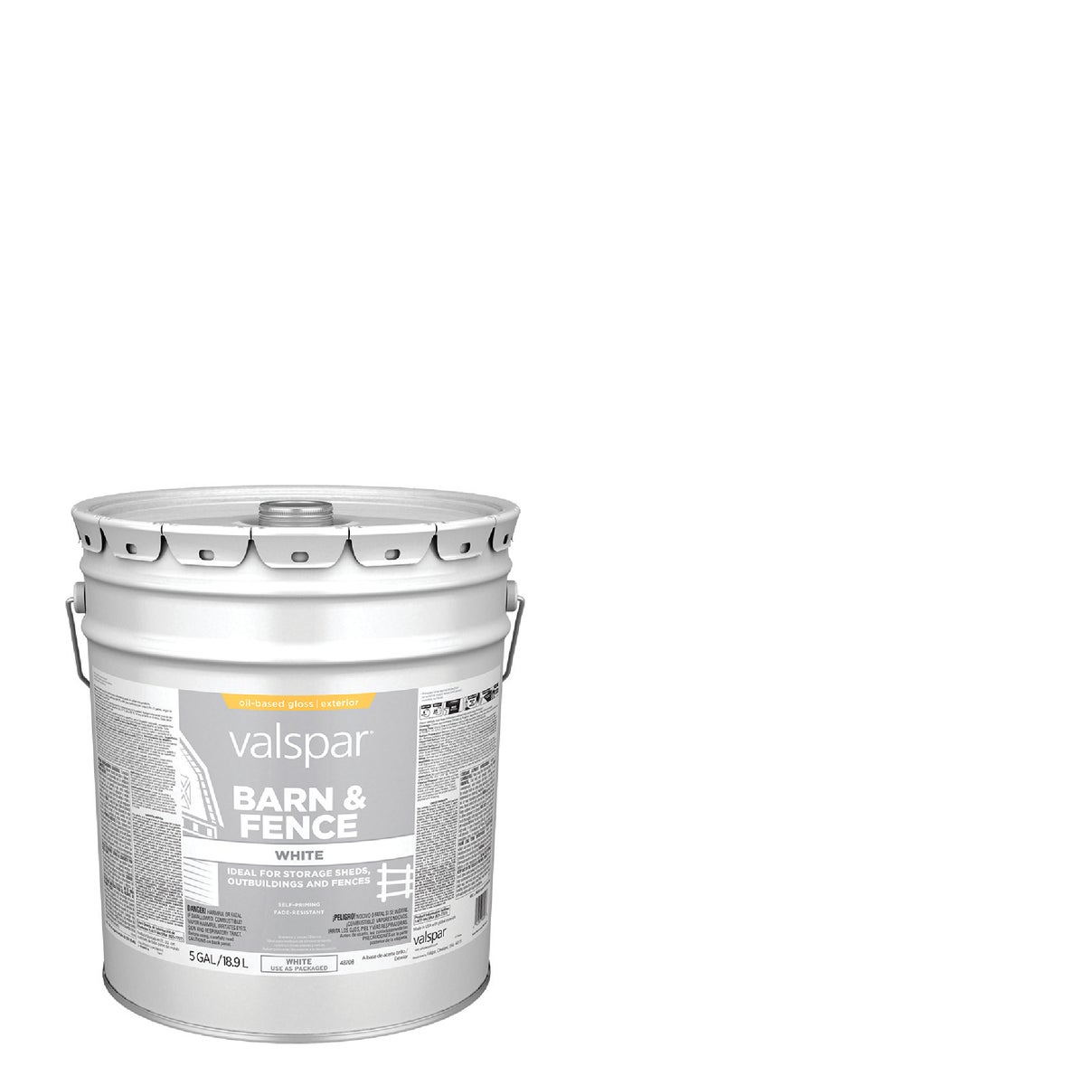 Valspar Oil Paint & Primer In One Low Sheen Barn & Fence Paint, White, 5 Gal. Image 7