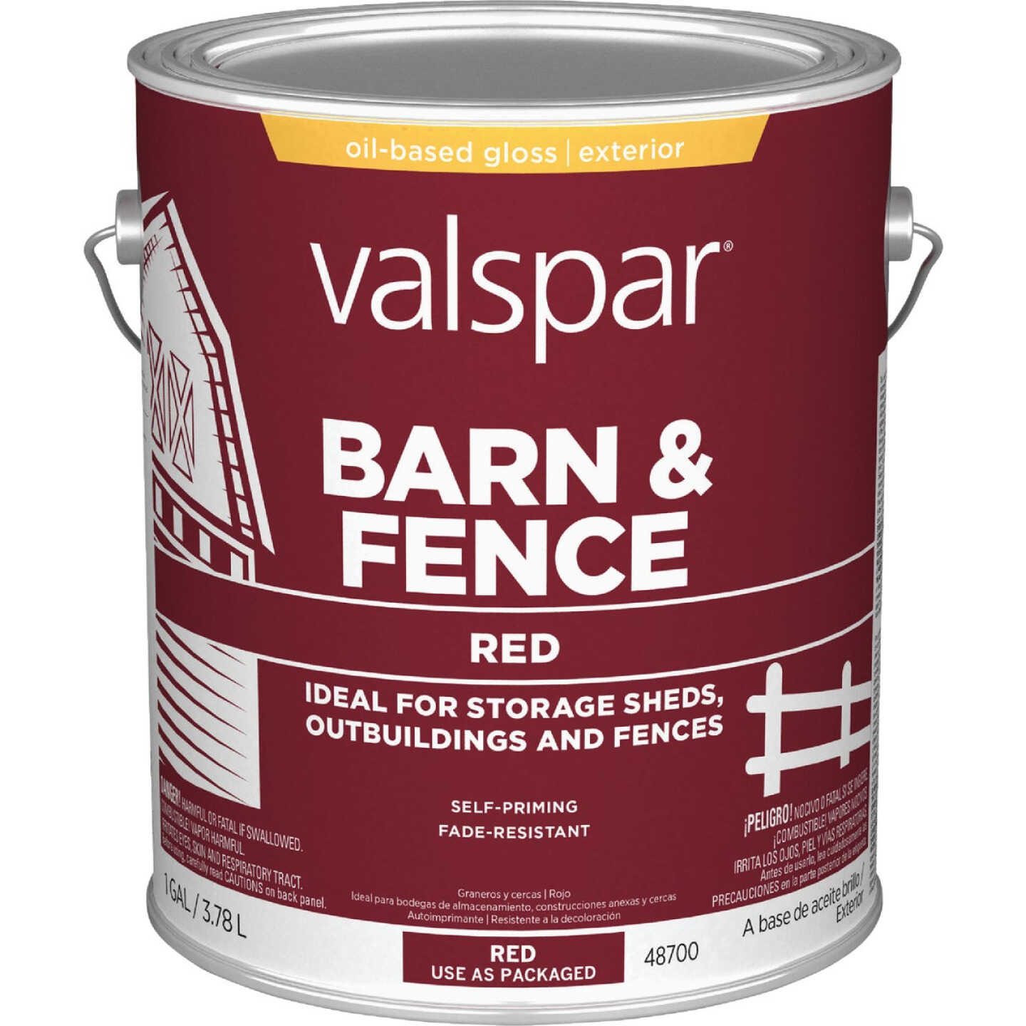 Valspar Oil Paint & Primer In One Low Sheen Barn & Fence Paint, Red, 1 Gal. Image 6