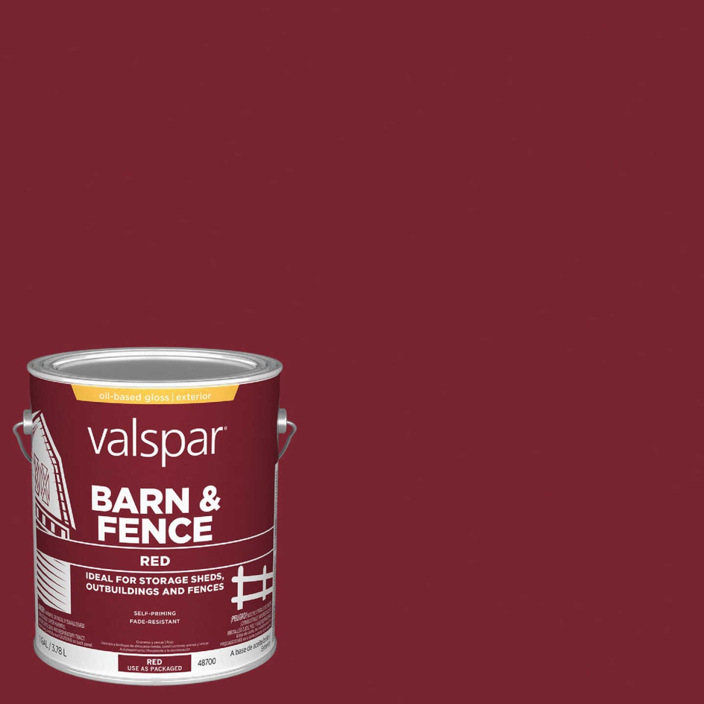 Valspar Oil Paint & Primer In One Low Sheen Barn & Fence Paint, Red, 1 Gal. Image 1