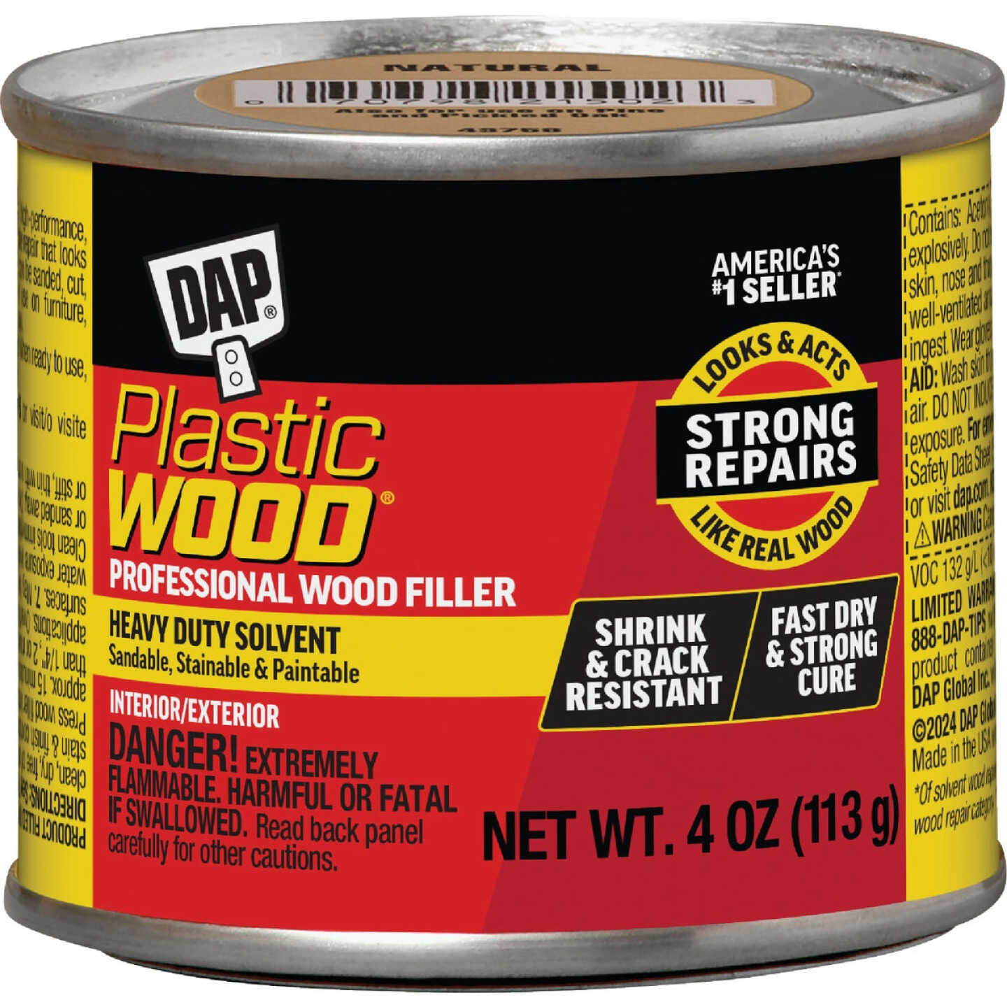 DAP Plastic Wood 4 Oz. Natural Solvent Professional Wood Filler Image 1