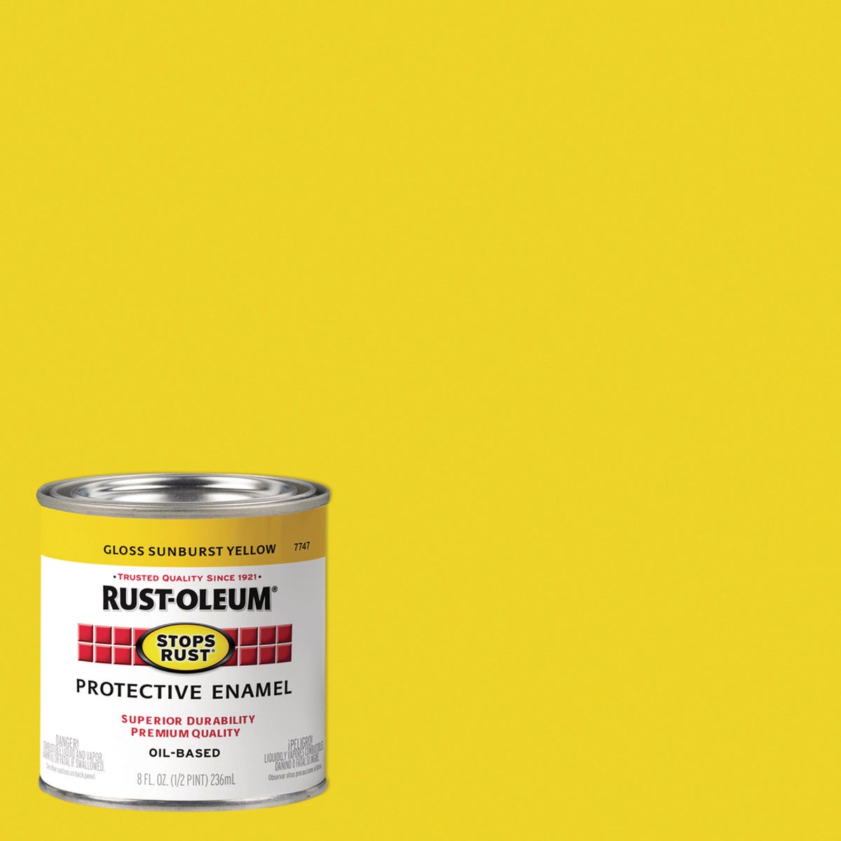 Rust-Oleum Stops Rust Oil Based Gloss Protective Rust Control Enamel, Sunburst Yellow, 1/2 Pt.