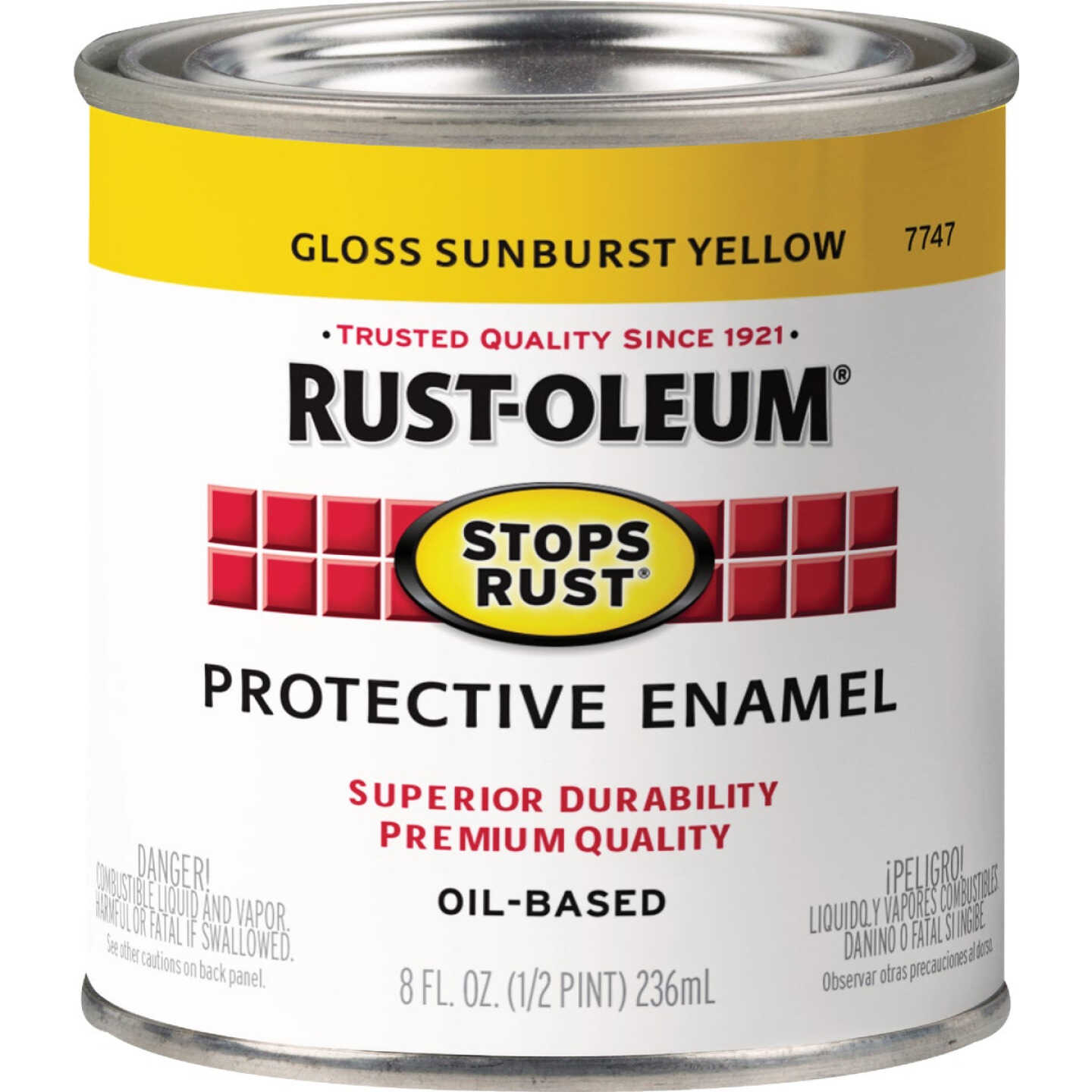 Rust-Oleum Stops Rust Oil Based Gloss Protective Rust Control Enamel, Sunburst Yellow, 1/2 Pt. Image 2