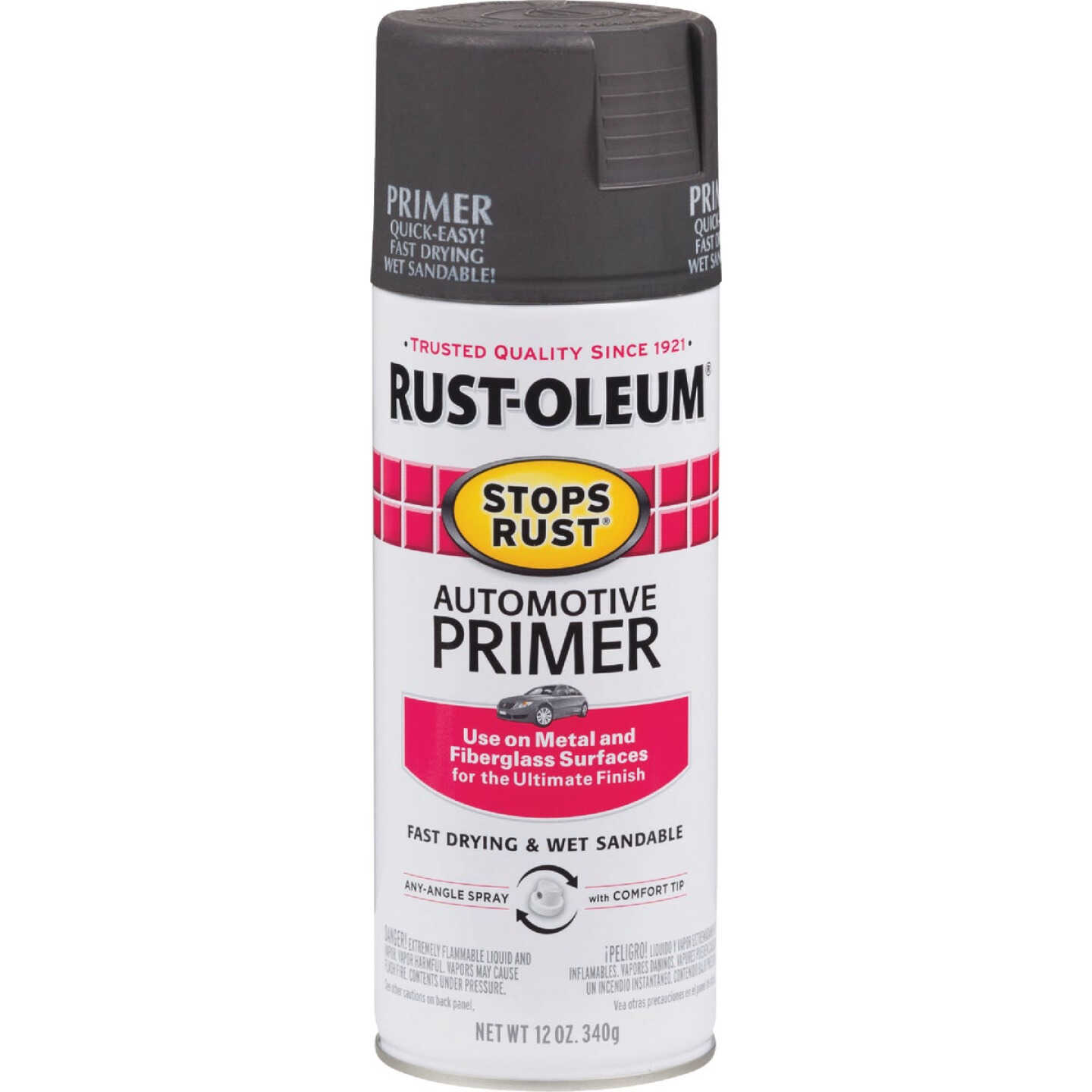 Rust-Oleum Stops Rust Dark Gray 12 Oz. Spray Automotive Paint Primer Image 2