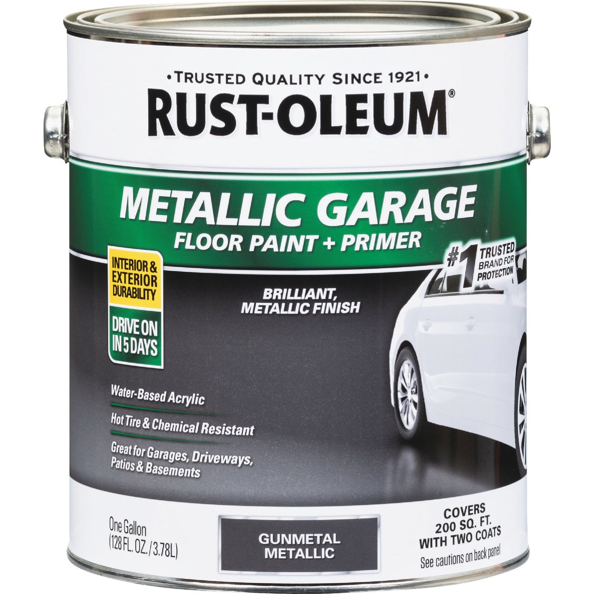 Rust-Oleum Metallic Garage Floor Paint + Primer, 1 Gal., Gunmetal Gray Image 2