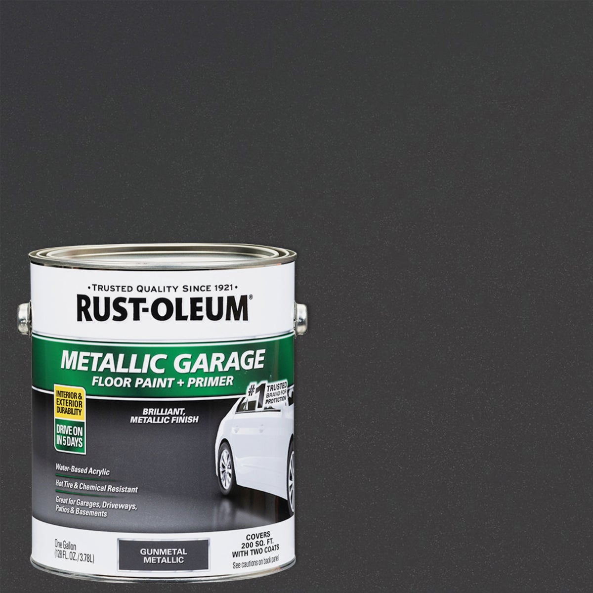 Rust-Oleum Metallic Garage Floor Paint + Primer, 1 Gal., Gunmetal Gray