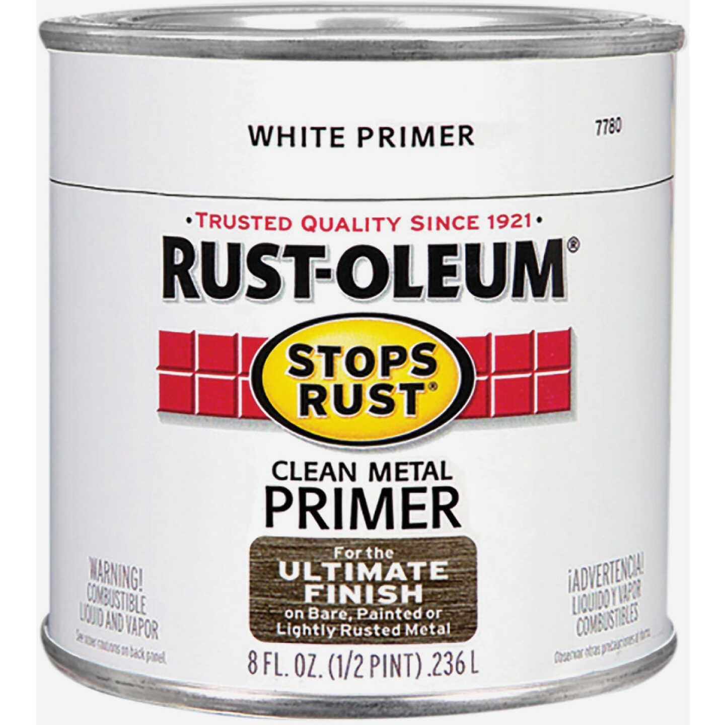 Rust-Oleum Stops Rust Clean Metal Primer, White, 1/2 Pt. Image 2