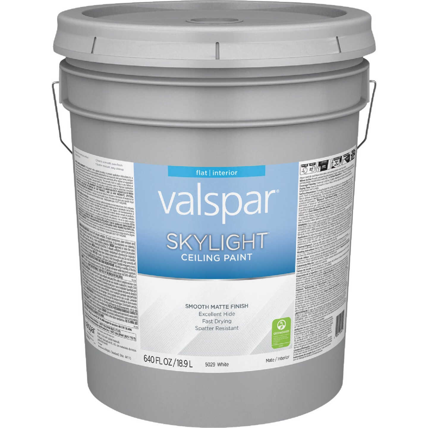 Valspar Smooth Matte Skylight Ceiling Paint, White, 5 Gal. Image 1