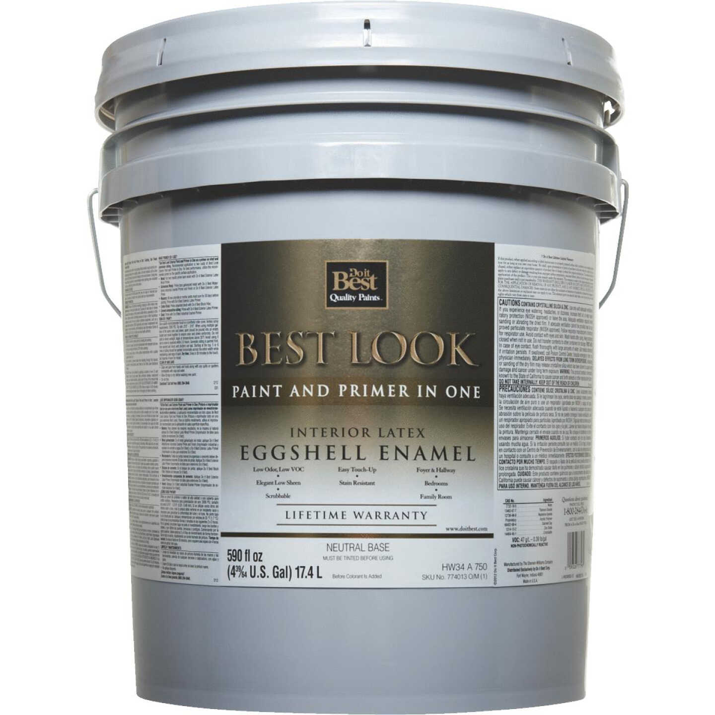 Best Look Latex Paint & Primer In One Eggshell Interior Wall Paint, Neutral Base, 5 Gal. Image 1