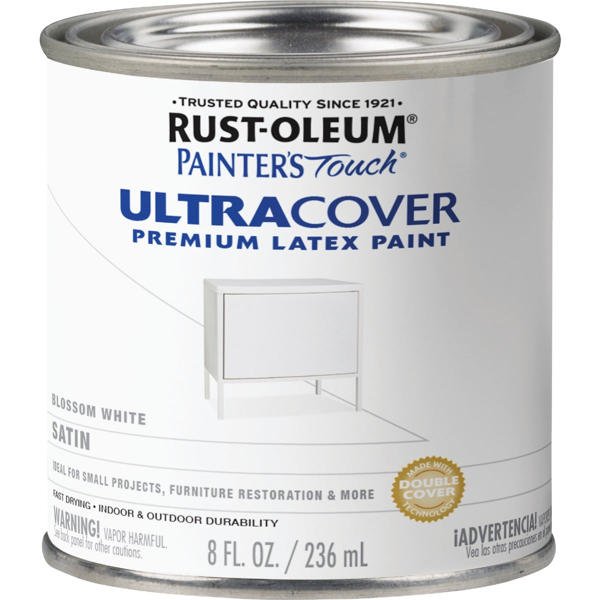 Rust-Oleum Painter's Touch 2X Ultra Cover Premium Latex Paint, Satin Blossom White, 1/2 Pt. Image 7