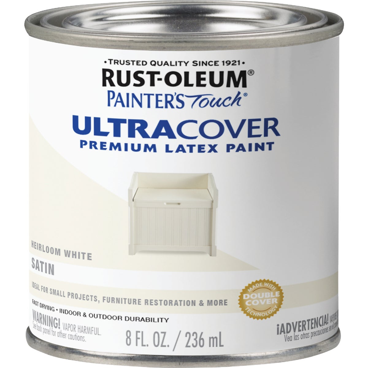 Rust-Oleum Painter's Touch 2X Ultra Cover Premium Latex Paint, Satin Heirloom White, 1/2 Pt. Image 7