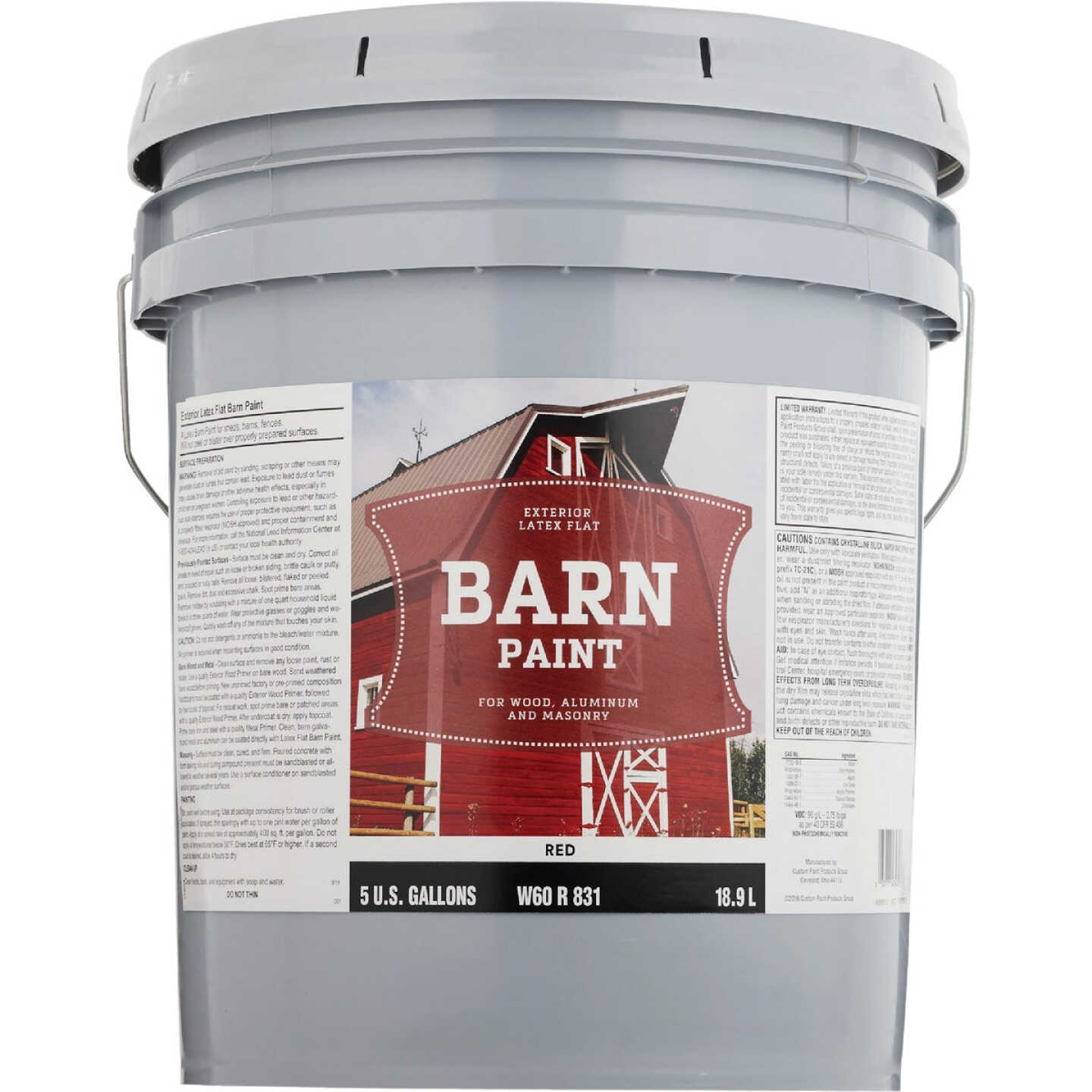 Do it Best Latex Flat Exterior Barn Paint, Red, 5 Gal. Image 2