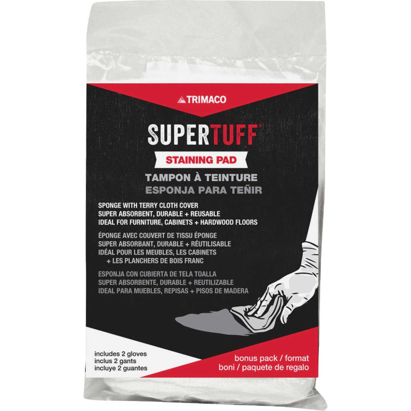 Trimaco SuperTuff 4 In. x 5 In Staining Pad with Free Gloves Image 1