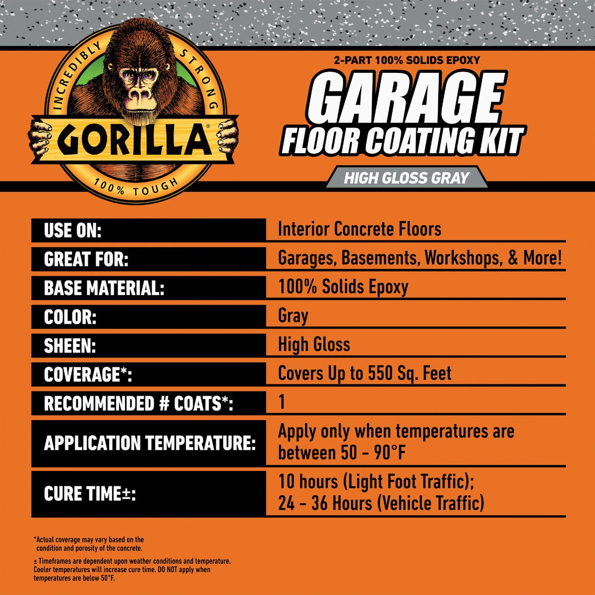 Gorilla Gray Garage Floor Epoxy Coating Kit - 2.5 Car Coverage Image 6