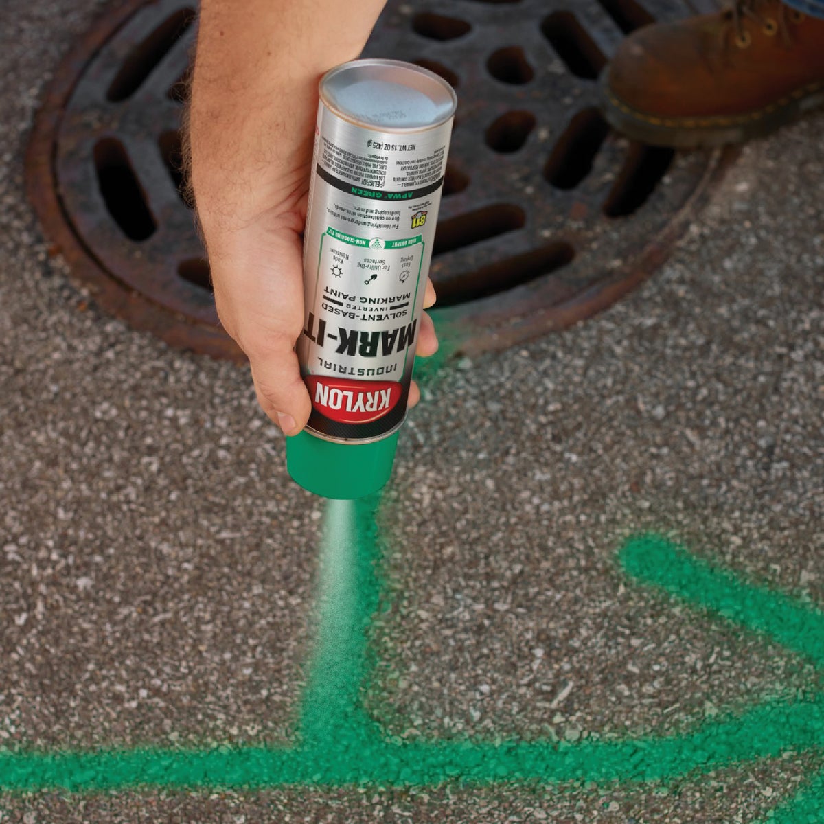Krylon Mark-It 730408 Industrial SB APWA Green Inverted Marking Paint Image 4